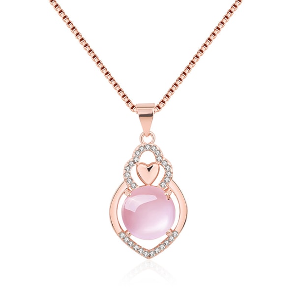 Enkelt hänge i koreansk stil, Furongshi, litet kärlekshänge, mikroinlagt zirkon, roséguld, hänge Choker Rose gold box chain