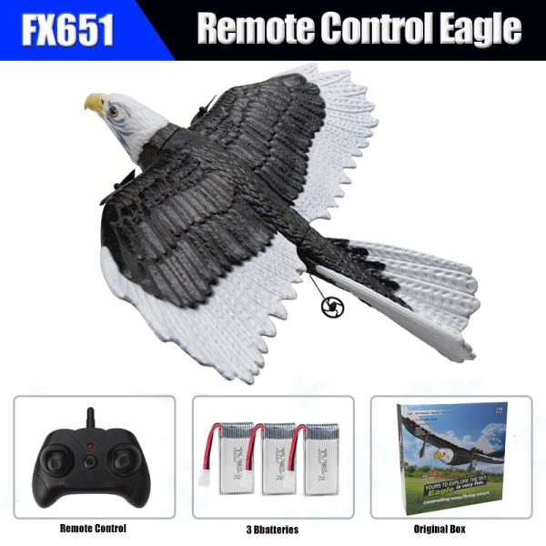 RC Foam Plane 405mm Simulering Wingspan Eagle Aircraft 2.4G Radiokontroll Fjärrkontroll Glider Flygplan Leksaker för barn Pojkar FX651-3B