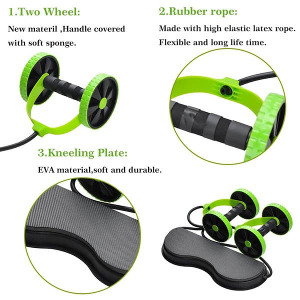 Abdominal Double Wheel Ab Roller Gym Home Muscle E
