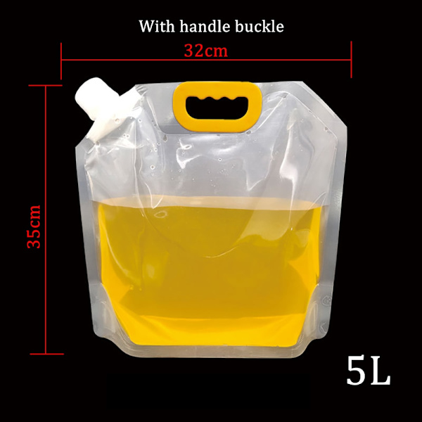 1,5/3/5L hopfällbar ölpåse Transparent Stand-Up Plast Juice Mjölkförpackningspåse Utomhuscamping Vandring Bärbara vattenpåsar 5L
