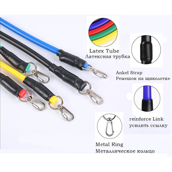 17 st Latex motståndsband Crossfit Träning Träning Yoga Tubes gym Dragrep Gummi Expander Elastiska band Fitness 11 pieces DSK