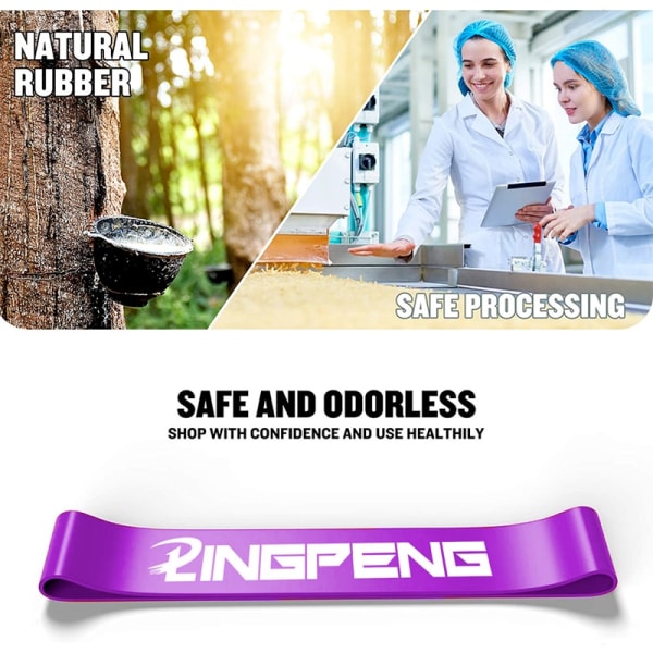 LINGPENG Resistance Band Set för män och kvinnor 5 elastiska band med olika motståndsnivåer för långa träningspass Hemgym Macaron grey