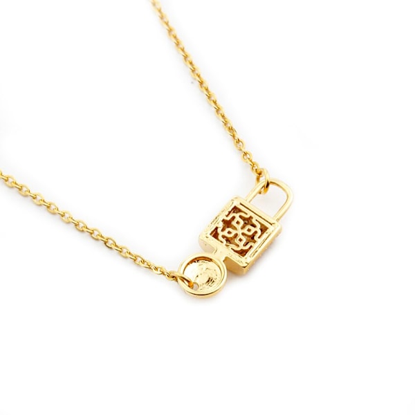 Crystal Bijoux Femme lås och nyckel hänge halsband Gold/color