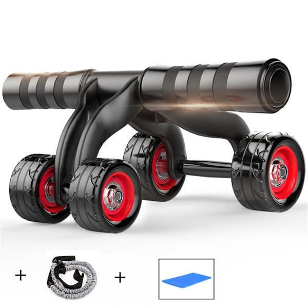 4 Wheels Ab Roller Rebound Abdominal Roller med P Black add mat rope