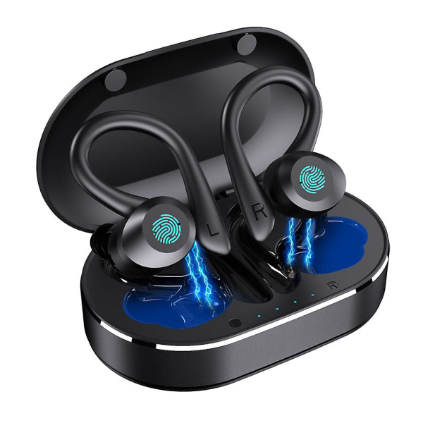 Trådlösa hörlurar Bluetooth 5.1 hörlurar, brusreducerande träningshörlurar med case