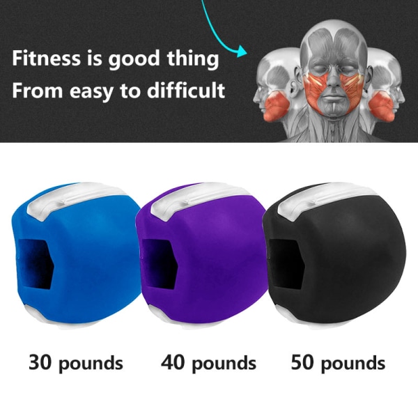 Fitness Face Masseter män ansiktsbehandling pop n go mun käklinje Käkträning Muskel tuggboll tugga bettbrytare träning blue purple