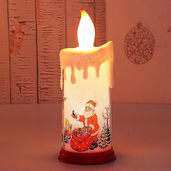 Juldekoration Ljus Ljus Led Simulering Flame Ljus Santa Claus Snögubbe Dekoration Nattljus