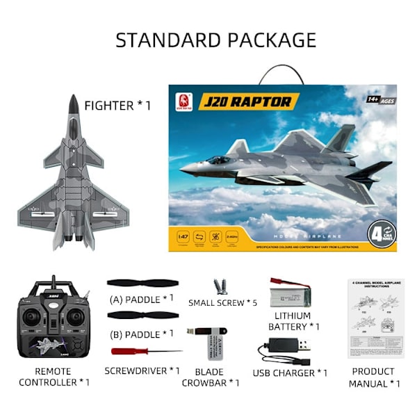 J20 RC Foam Plane 4 Channels 6G 3D Auto Stabilization med 4K Kamera Stunt Fjärrkontroll Flygplan Flygplan Leksaker för pojkar J20 GY 2B with 4K