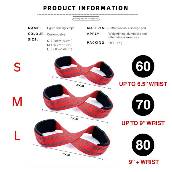 Figur 8 Viktlyftsremmar DeadLift Strap för red Figure 8 M