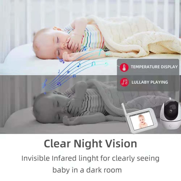 4,5 tums Baby Monitor Baby Care Device Baby Monitor Tvåvägs Voice Intercom Support Tf Card European Regulation EU