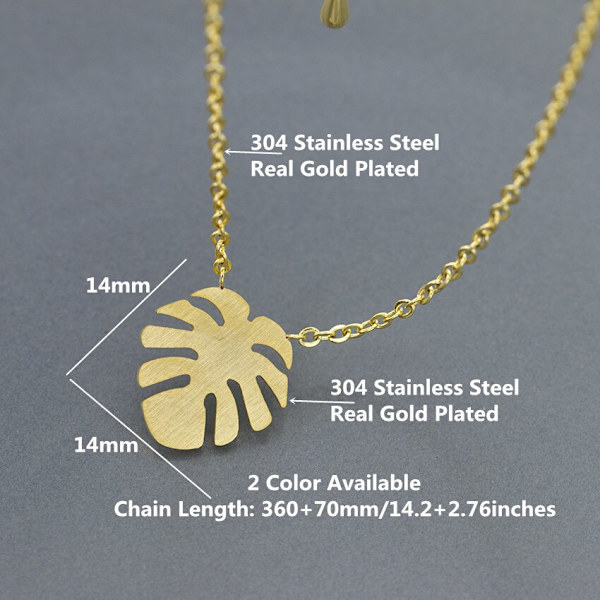 Hawaii Beach Palm Tree Rostfritt stål Chain Neckl Gold/color