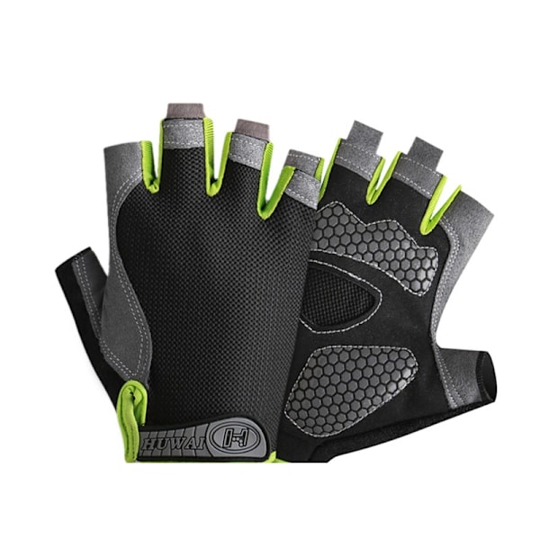 Gym Handskar Herr Half Finger Cykelhandskar Dam Mi Silicone Green L