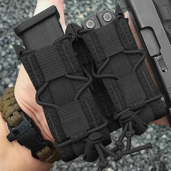 Tactical 9mm Pistol Dubbel/Triple Stack Magazine Pouch Molle Mag Hölster Jakt Ficklampa Ficklampa Hållare EDC Triple Stack