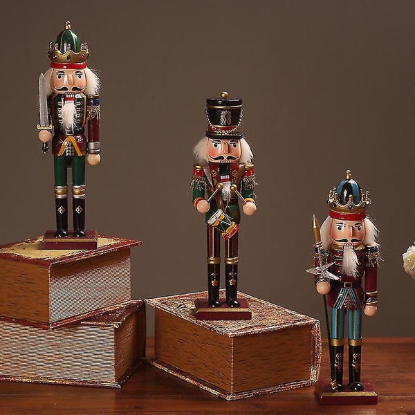 30cm Nötknäppare Puppet Tenn Soldat Wood Nötknäppare Retro juldekorationer A