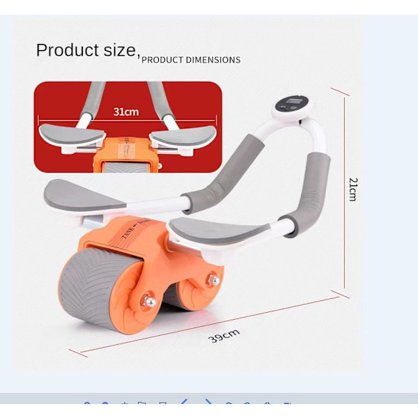 Automatic Rebound AB Rullhjulsträning med armbågsstöd Fitness för att stärka kärnmusklerna orange with Timer