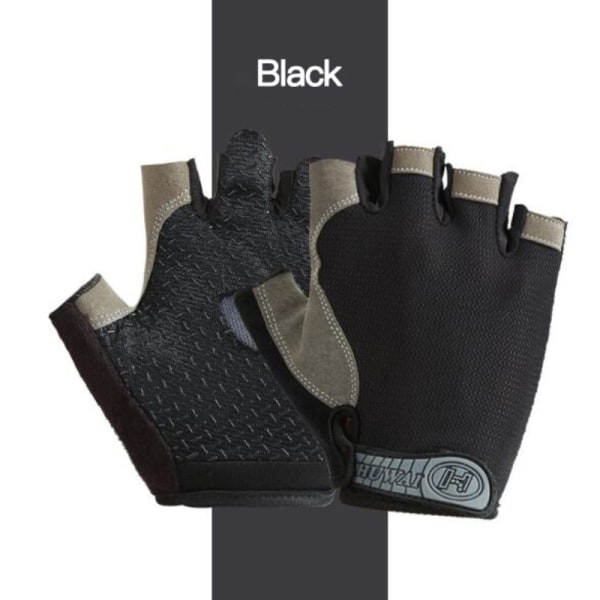 Half Finger Gym Handskar för Tyngdlyftning Hantel Black S