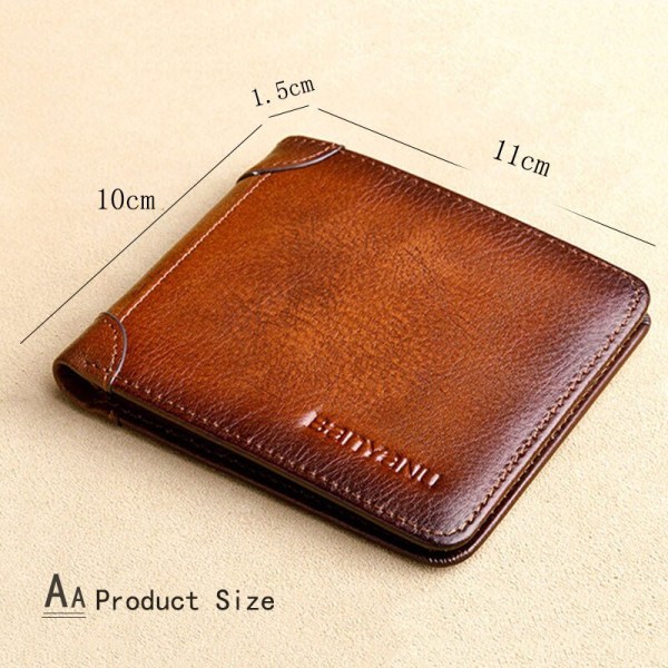 Herr RFID-blockerande plånbok i äkta läder Bifold Vintage Slim Kort Multi Stor kapacitet Koskinnsväska Pengaklämma D