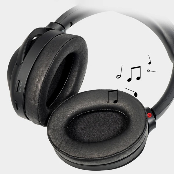 Öronkuddar i läder Sponge Earpads för Sony WH-1000XM4 Wireless Headset Gamer Bärbara öronkåpor Memory Foam Cover Hög kvalitet black