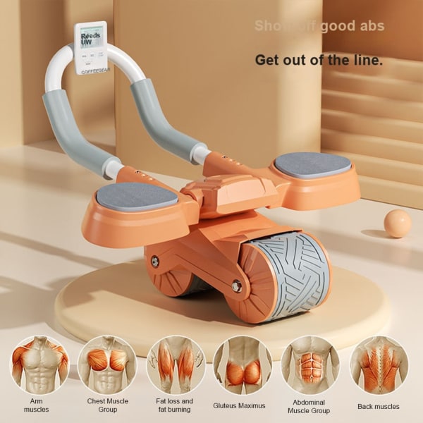 Maghjul Automatisk studsande mage Sammandragning Balanserat hushållsstöd Tränare Rull Fitness Orange Gray with timer