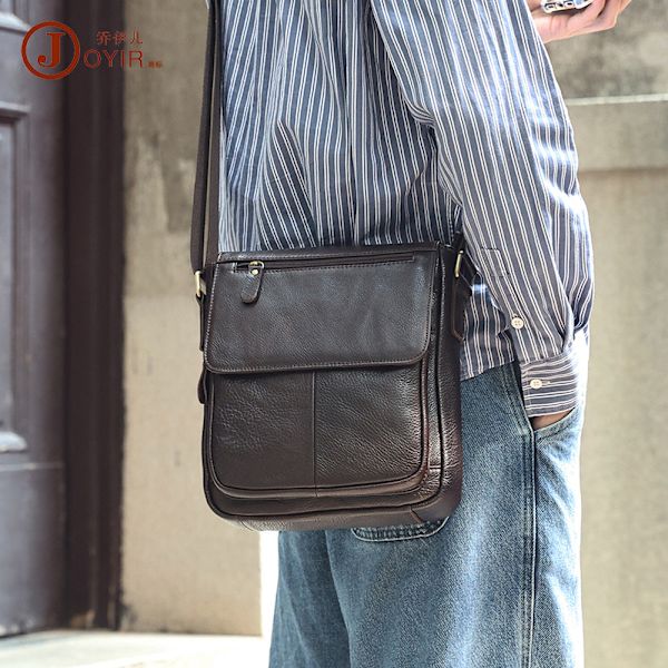 Nytt toppskikt nötskinn Retroväska cover Axelväska Commuter Läderväska Herr Läder Herr Crossbody-väska 8772 Bremmed Leather Brown