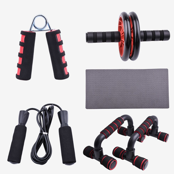 Abdominal Wheel Kit Resistance Bands Push Up Stand Gray