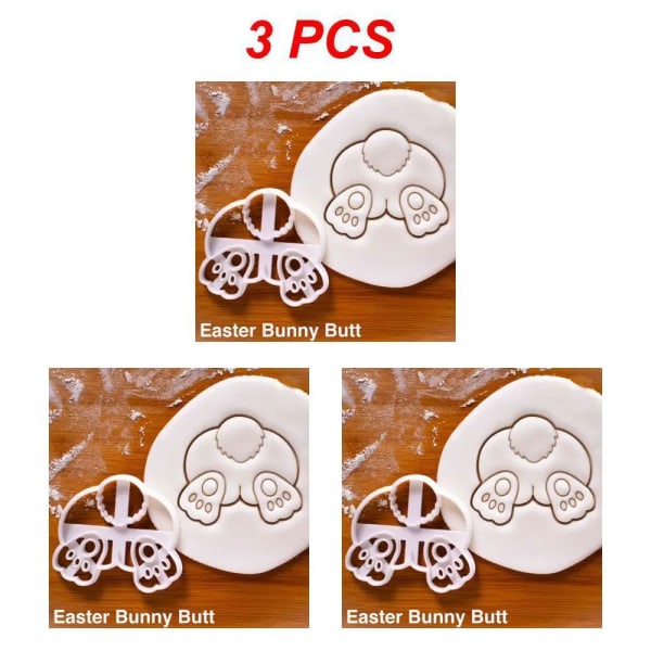 1~5 STK 1-påsk Cookie Cutter Bakverk Påskhare Kanin Molds Kökstillbehör Bakverktyg Barnpresent påsk Style C 3pcs