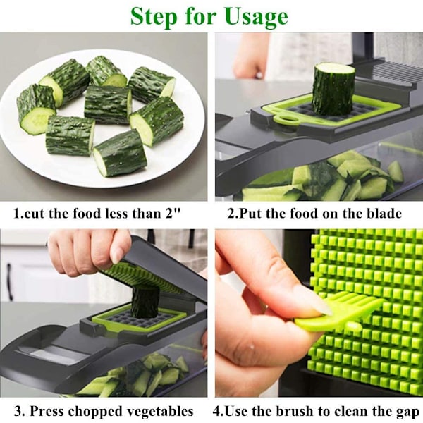 Grönsakshackare Lök Potatishackare Fruktskärare Skivmaskin Dicer Strimlare Manuell skivare med durkorg och behållare Veggie Chopper