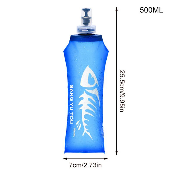 250 ml 500 ml hopfällbar vattenpåse Bärbar Ultralätt TPU Mjuk kolv Vattenflaska Utomhus Sport Vandring Camping Vikbar vattenpåse 500ml cyan