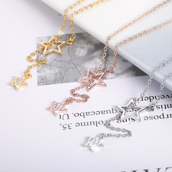 Avtagbara Star Halsband Hängen i rostfritt stål Platinum Plated