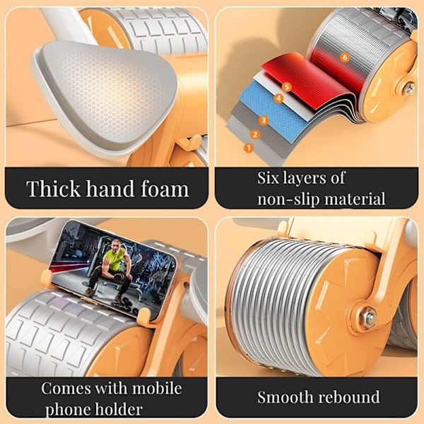 Ab Roller Wheel Automatisk Rebound Med Armbågsstöd Grey Timer