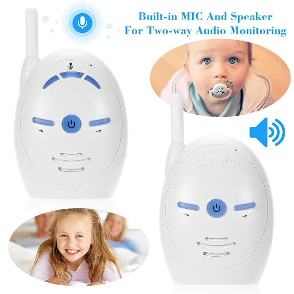 V20 Trådlös Röst Baby Monitor Hemma Ljudmonitor Monitor för äldre och barn stöder torrt batteri European English Eu