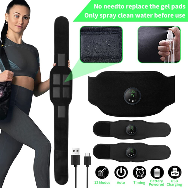 Smart EMS trådlös muskelstimulator Fitness Magträning Elektriska viktminskningsdekaler Kroppsbantning Massager Arm patch