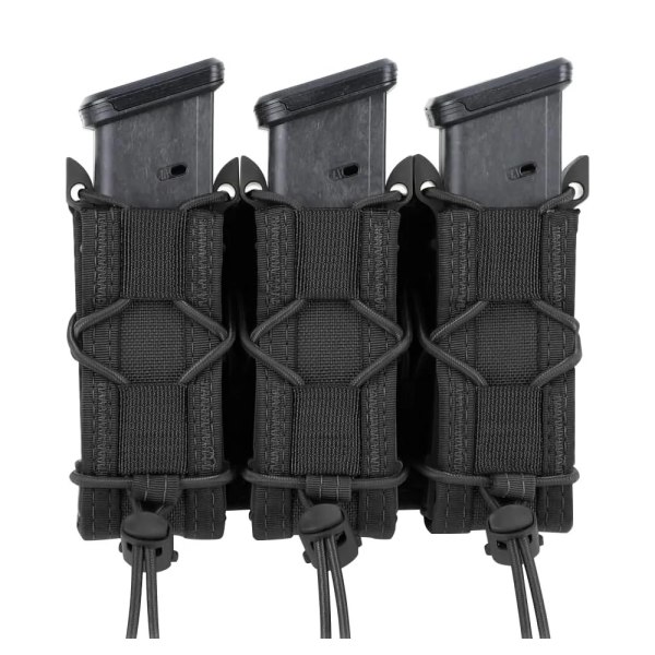 Tactical 9mm Pistol Dubbel/Triple Stack Magazine Pouch Molle Mag Hölster Jakt Ficklampa Ficklampa Hållare EDC Triple Stack