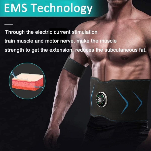 EMS Magmuskelstimulatortränare USB Connect Abs Fitness Träningsutrustning Muskler Elektrostimulator Tonermassage Set and Extend strap