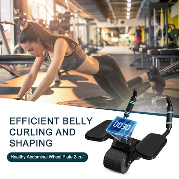 Abdominal Exercise Roller Dual Wheel Design Abdomi Gray with Timer