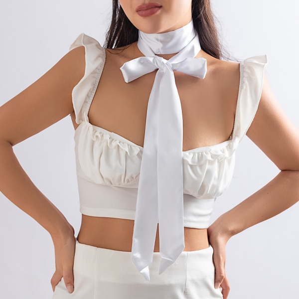 OEM-bearbetning anpassade nisch vintage krage Rose Camellia Choker tofs satin blomma halsband 01 Royal Blue 0756