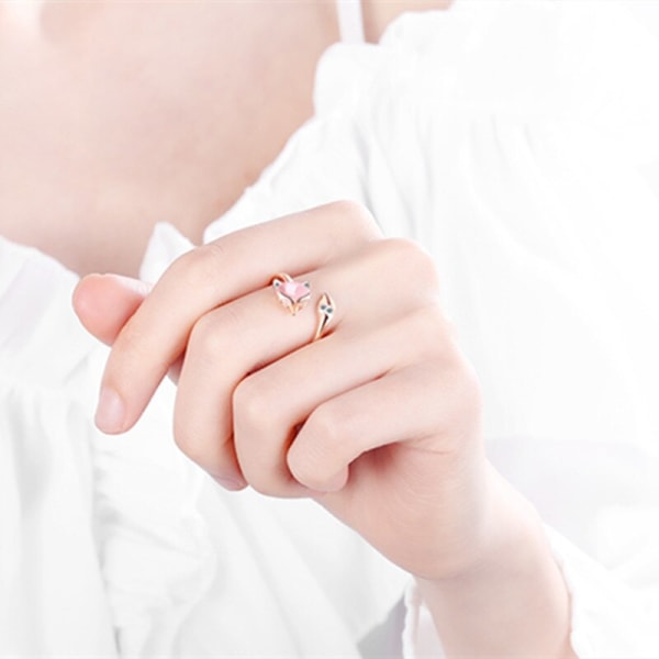 Nya Utsökta Opal Fox Ringar För Kvinnor Glänsande Zirkon Djur Kanin Öppning Finger Ring Flickor Bröllopsfest Eleganta smycken Presenter Rabbit 2