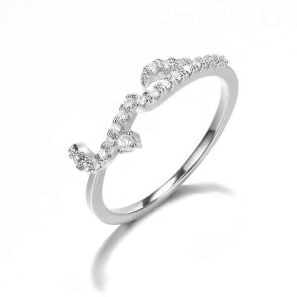 Islamiska smycken Kristall Arabiska Språk Kärleksringar Zirconia Bokstäver Stapelbara Ringar För Kvinnor Bröllopspresenter Bijoux Femme White 9