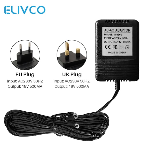 18V AC- power 220V-240V Transformatorladdare för Wifi Trådlös videodörrklocka IP-kamera Videointercomring UK Plug