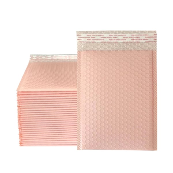 50 Styck Rosa Poly Bubble Mailers Vadderade kuvert Bulk Bubble Fodrade Wrap Polymailer påsar för frakt Förpackning Maile Self Seal light pink-50pcs 11*13cm