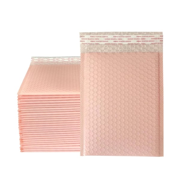 50 Styck Rosa Poly Bubble Mailers Vadderade kuvert Bulk Bubble Fodrade Wrap Polymailer påsar för frakt Förpackning Maile Self Seal light pink-50pcs 13*18cm