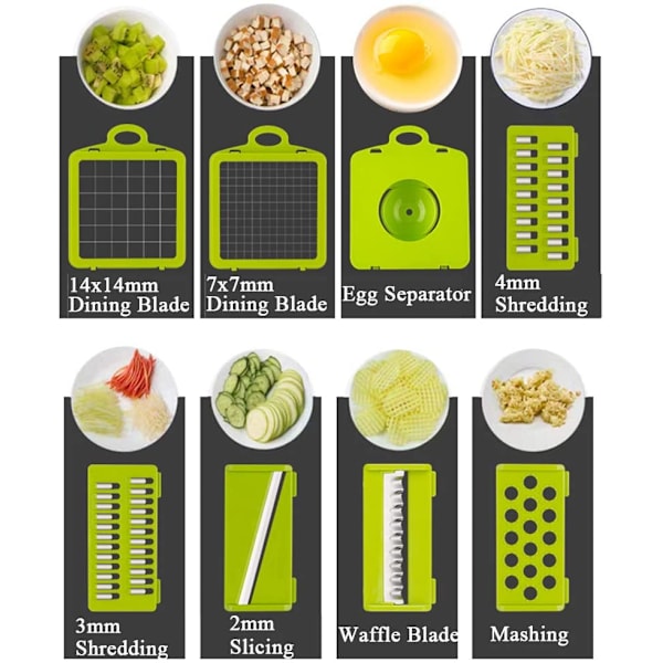 Grönsakshackare Lök Potatishackare Fruktskärare Skivmaskin Dicer Strimlare Manuell skivare med durkorg och behållare Veggie Chopper
