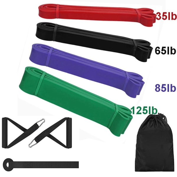 Fitness Band Pull Up Elastiska band Gummimotstånd Loop Power Band Set Hemgym Träning Expander Stärka Träning 4 pcs B with handle