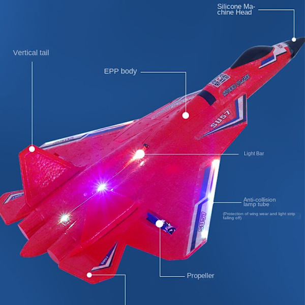 RC Foam Aircraft SU35 SU57 Plane 2.4G Radio Control Glider Fjärrkontroll Fighter Plane Glider Flygplan Leksaker för barn Pojkar SU57 Red 1B