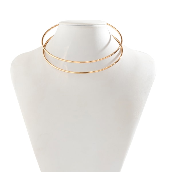 Prydnad enkel choker öppen linje geometrisk halsring metallic söt cool punk krage för kvinnor Gold 5741