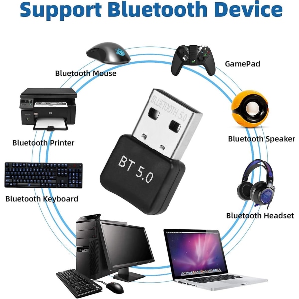 USB Bluetooth Dongle Bluetooth 5.0 Mini USB Dongle Adapter med låg power Plug And Play (bluetooth 5.0)