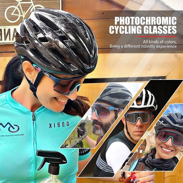 Kapvoe Män Camping Vandring Photochromic Cykelglasögon Utomhussport Fiske Solglasögon Cykelglasögon Kvinnor Körning Glasögon Army Green KE9022-04