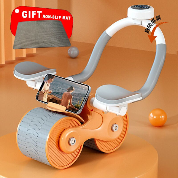 Ab Roller Wheel Automatisk Rebound Med Counter Anti-slip Maghjul Push-up Roll Trainer Gym Hem träningsutrustning with timer