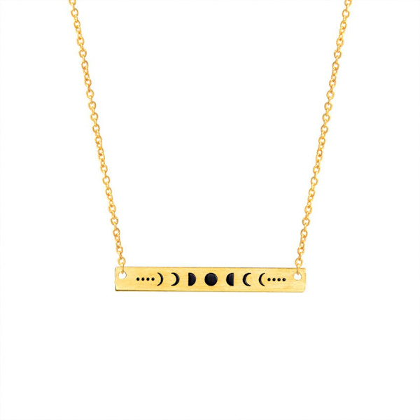 Moon Phase Statement Halsband Hängsmycken Dam Lon Rose Gold Color
