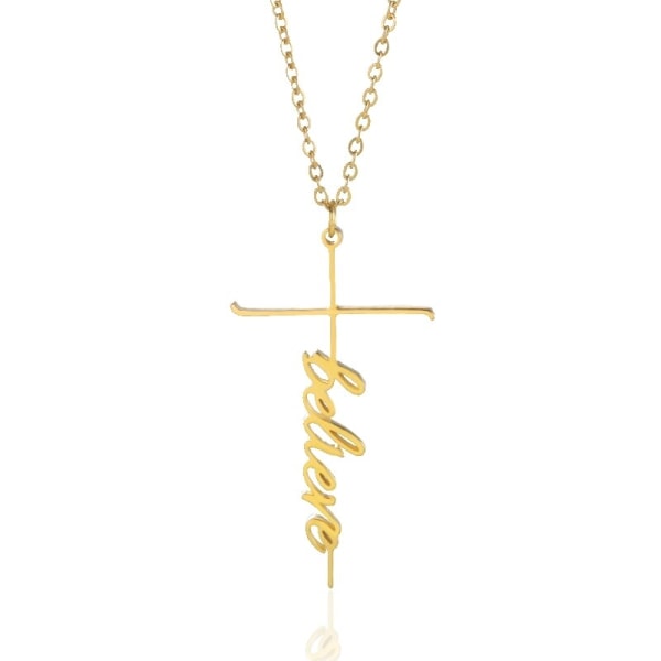 Religiösa smycken Jesus Cross halsband för kvinnor believe